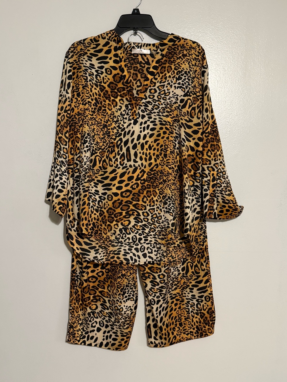 Natori Leopard Print Silk Blouse - Brown & Black
